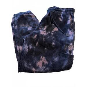 Teddy Fresh size L corduroy jogger pants purple and black tie-dye wash comfy.